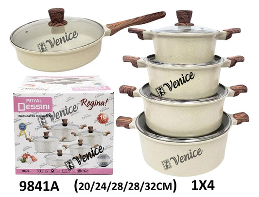 Dessini 10PCs Marble Cookware Set