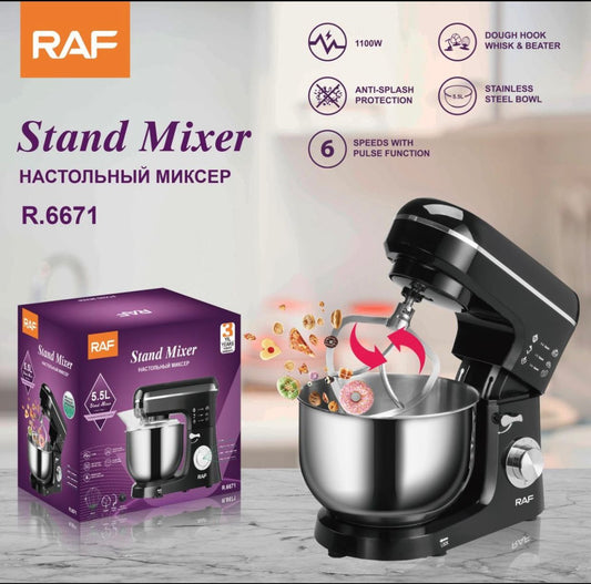 RAF Stand Mixer 5.5L 6-Speeds 1100 Watts