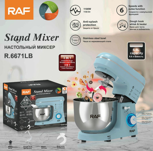 RAF 3IN1 Stand Mixer 6.8L 6-Speeds 1100 Watts